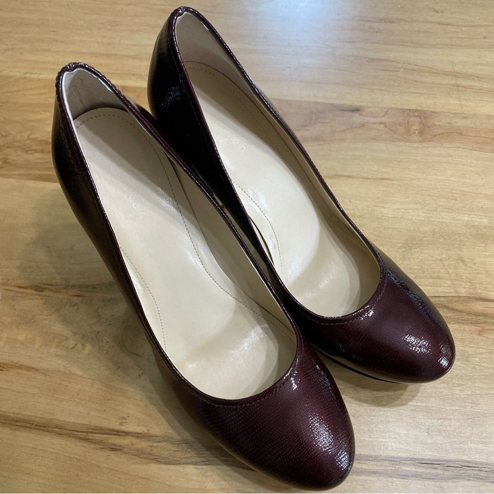 Calvin Klein Kendall Stiletto Pumps Burgundy Patent Leather sz 10